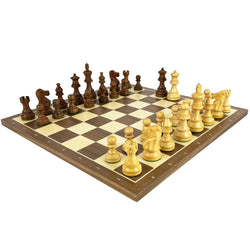 Chess Set AMERICAN STAUNTON | Economy Walnut & Maple with notation board