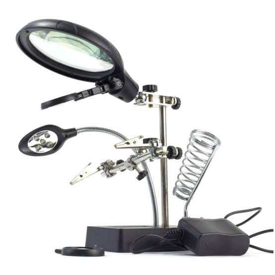 Third Hand Clamps w/Magnifying Glass with LED