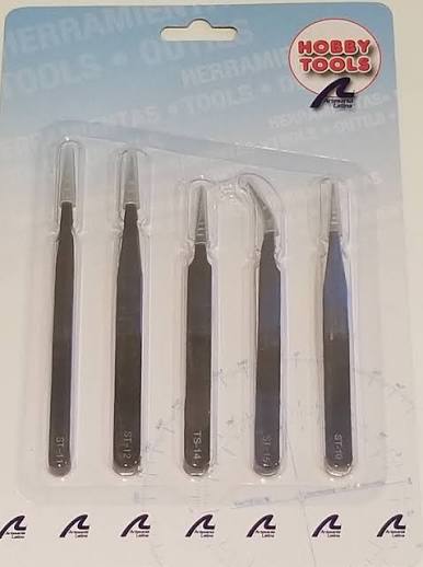 5 Asst Stainless Steel Tweezers w/Fine Point